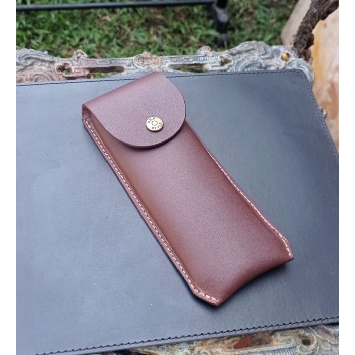 

Ready oke] Sarung Wadah Pensil Ballpoint Kaca Mata Kulit Asli Leather Pen Case