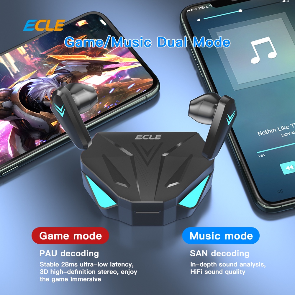 SALE -(HOT) ECLE X-15 TWS  Gaming Earphone E-Sport Waterproof Headset Bluetooth Touch Control Low Latency LED Breathing Light3.1.23