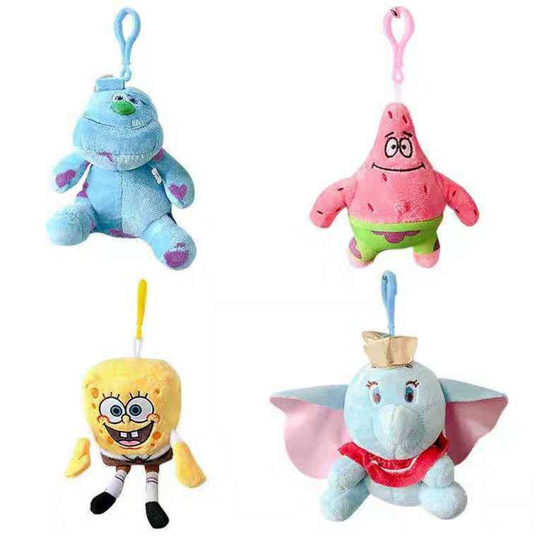 SearSpongeBob Patrick Plush Liontin Gantungan Kunci Stitch Kartun Lucu Kreatif Gantungan Kunci Sek00