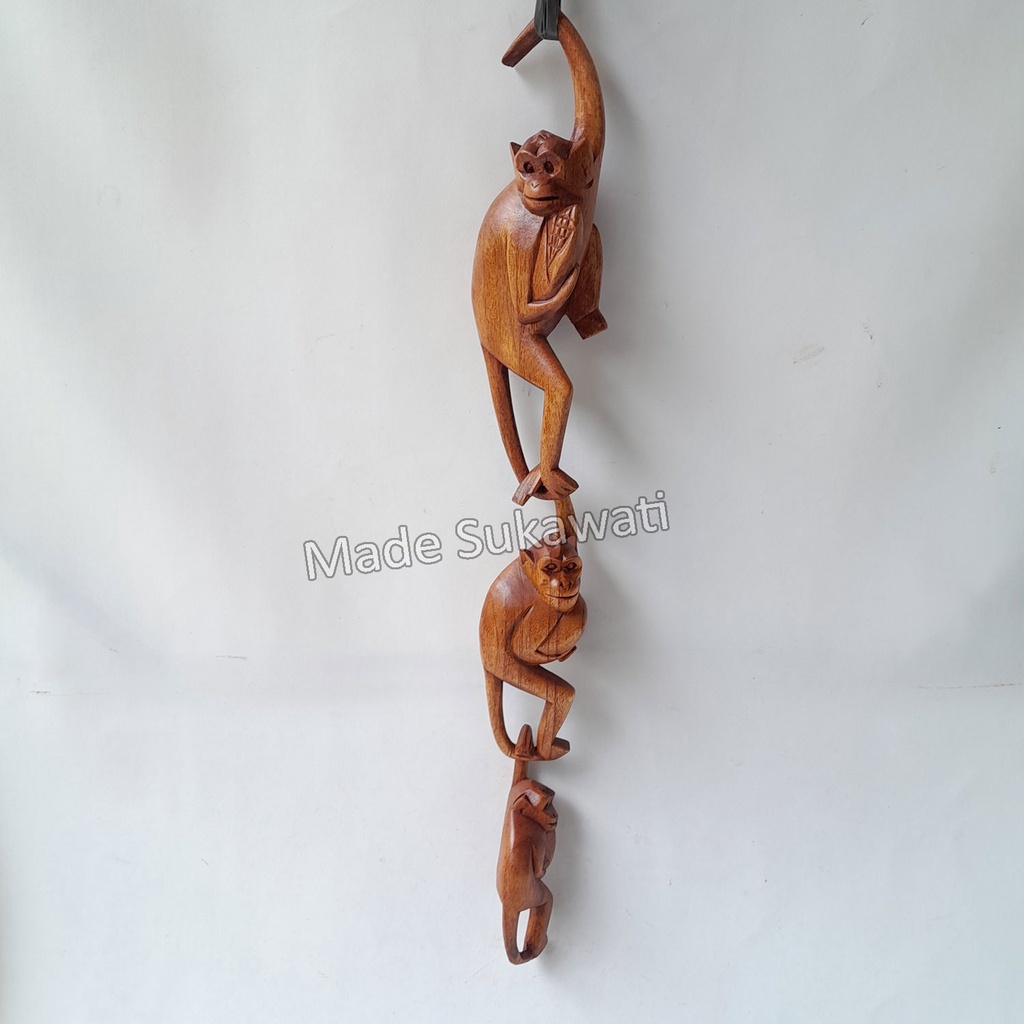 Set Patung Kayu monyet kera gantung isi 3pcs Kerajinan handmade Bali