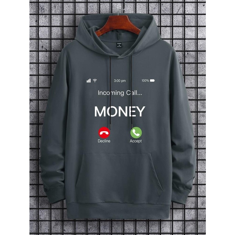 Jumper Hoodie Incoming Call Money  II  Sweater Hoodie Trendy II Sweter Oblong Topi Size M - XL ( Pria &amp; Wanita / Anak &amp; Dewasa )