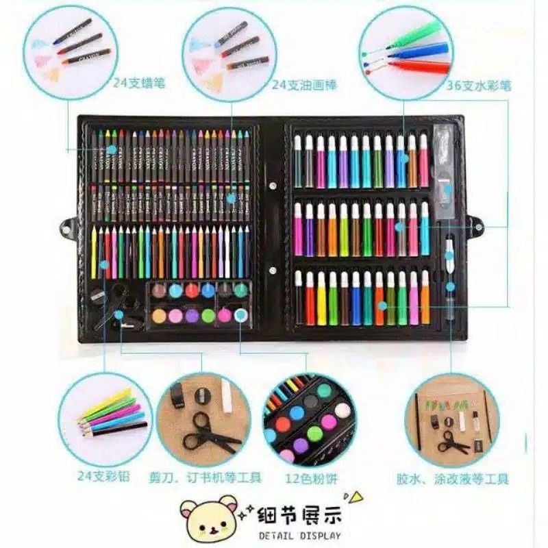Crayon Pensil Warna Art Set 208pcs Pensil Warna Crayon Mewarnai Anak