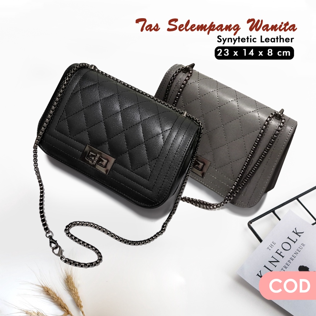 Tas selempang wanita kulit sintetis tas pesta tali rantai shoulder bag wanita Fashion Sling Bag Trendy Terbaru