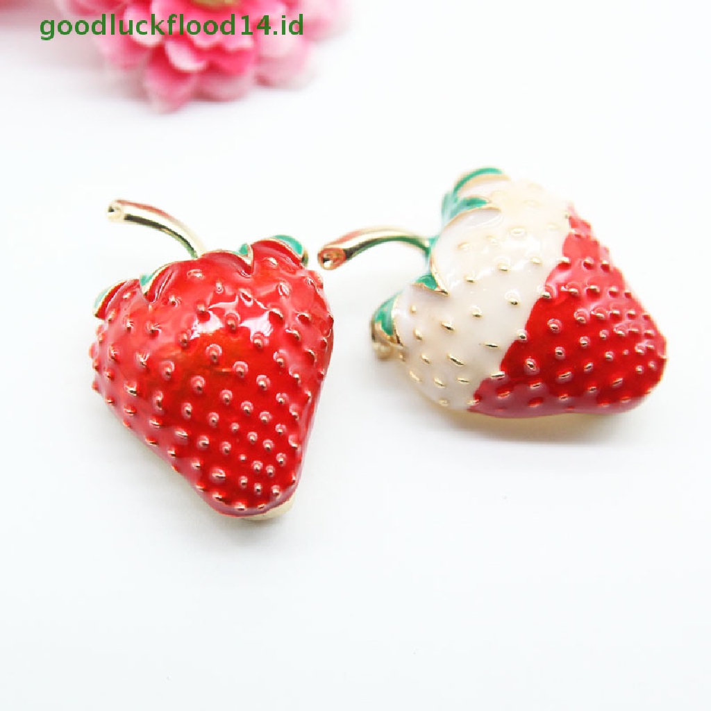 [GOOGFOUR] Fashion Enamel Merah Strawberry Wanita Pin Bros Kerah Lapel Badge Perhiasan Hadiah [TOP]