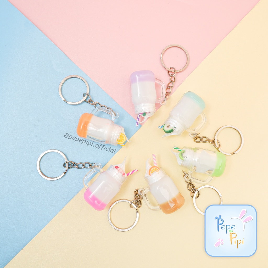 Gantungan Kunci Resin Drink Fruity Float Ganci Keychain Hiasan Tas karet Gantung Hiasan Aksesoris Ice cream es krim