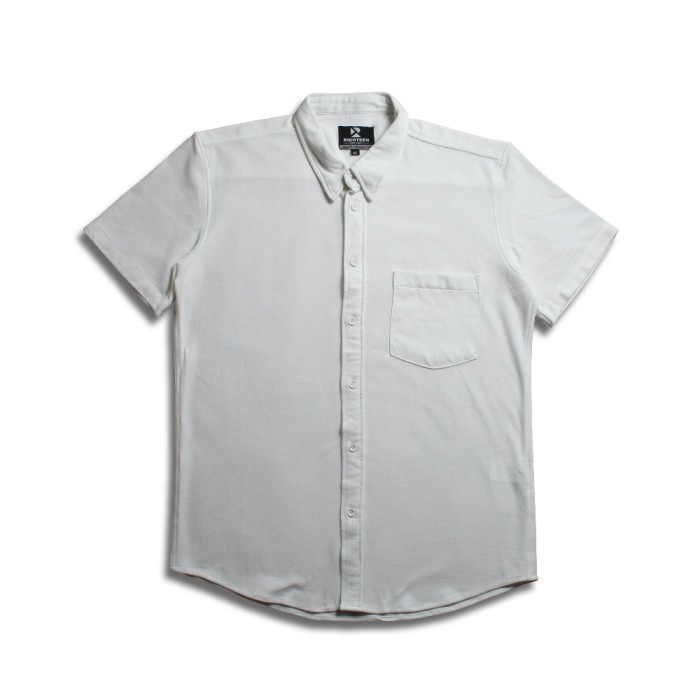 kemeja Righteen Kemeja Pique White Premium Polos Pria Polo Lengan Pendek - Putih, M(B4D5) Kemeja Pri