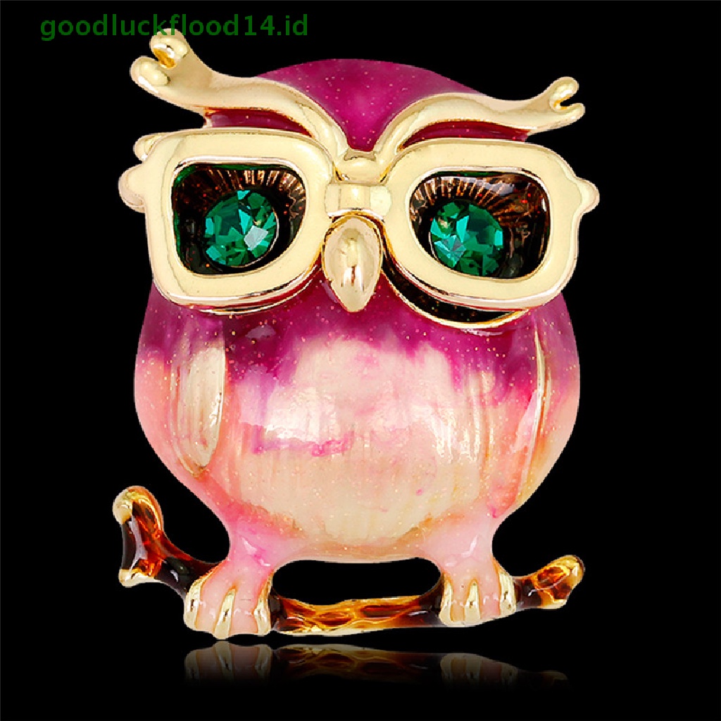 [GOOGFOUR] Enamel Owl Kacamata Bros Pin Hewan Kristal Pesta Pernikahan Bros Pin Hadiah [TOP]