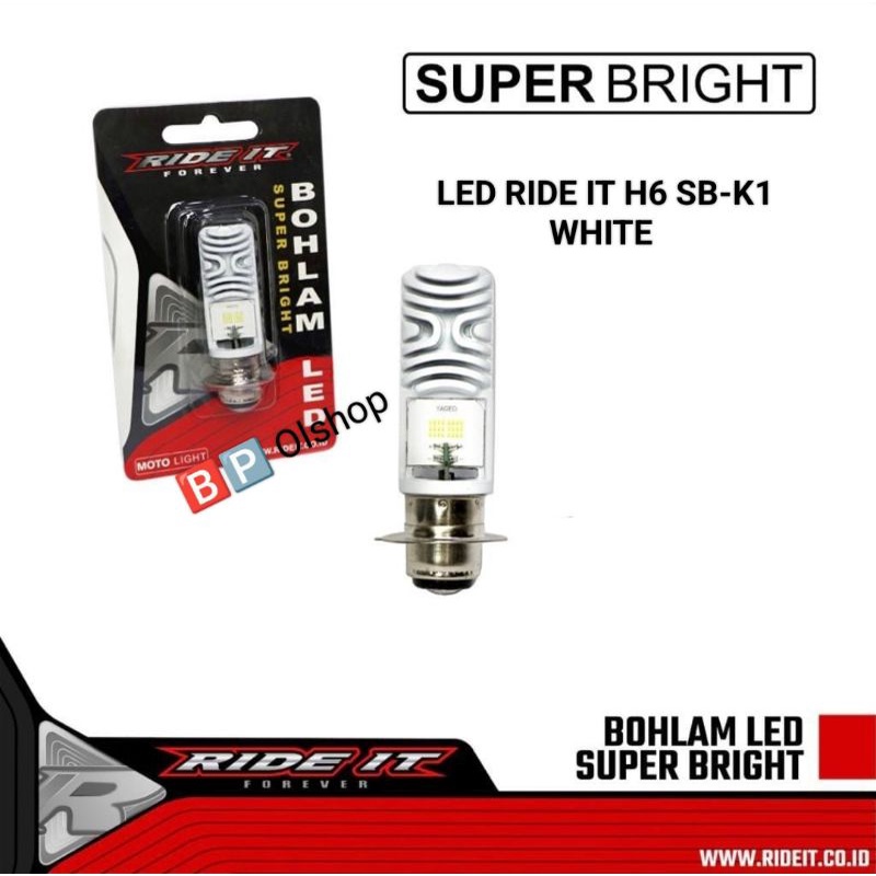 LAMPU LED MOTOR H6 SB-K1 RIDE IT 18 W x 2 SUPER BRIGHT UNIVERSAL Bebek Matic