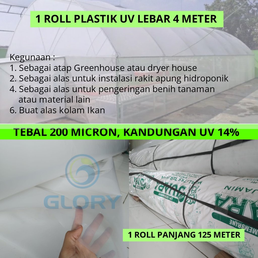 1 Roll Plastik Uv Lebar 4 Panjang 125 Meter Tebal 200 Micron Merk Juara Plastic Untuk Atap Tanaman Hidroponik Green House Atau Buat Kolam Ikan Berkualitas