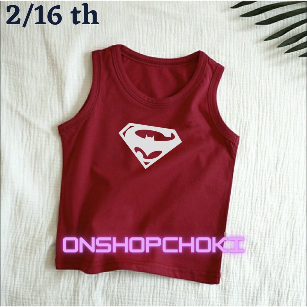 Singlet Anak unisex LOGO BATMEN VS SUPERMEN Usia 2-16 tahun Singlet Anak Anak Pakaian Anak Unisex Cowok/Cewek