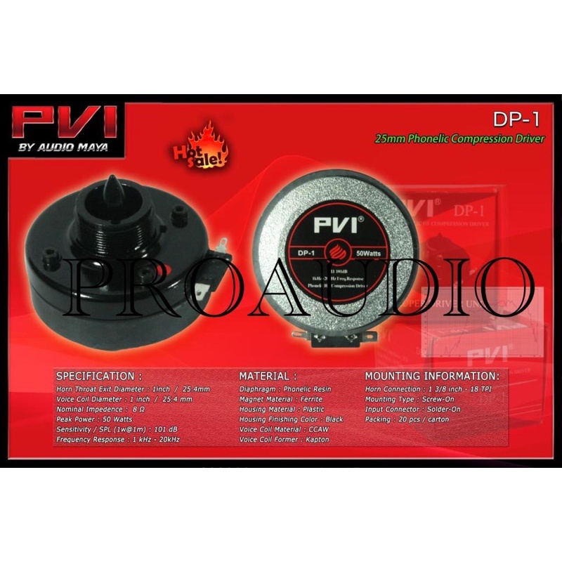 DRIVER TWEETER PVI DP-1 DRIVER TWITTER PVI DP 1 COMPRESION DRIVER SPUL ORIGINAL