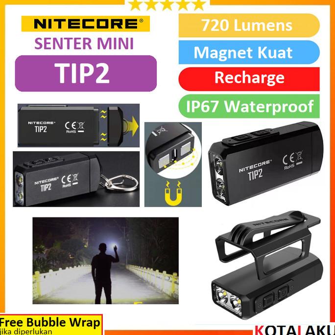 Senter LED Mini Super Terang Flashlight Nitecore TIP2 720 Lumens