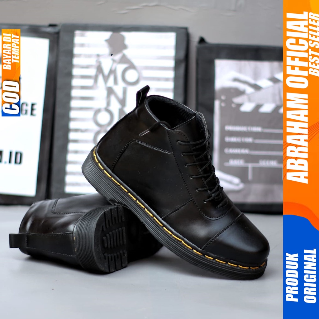 Sepatu Boots Pria Docmart Formal Kerja Pria Hitam Abraham BRATA