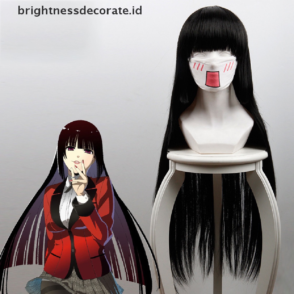 [Birth] Anime Kartun Karakter Jabami Yumeko Hitam Panjang Lurus Wig Cosplay Pesta [ID]