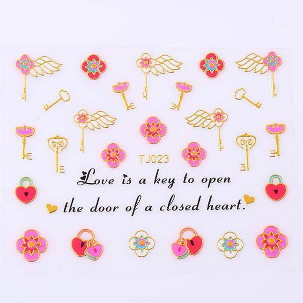 Mxbeauty Anak Stiker Kuku Anak-Anak Perekat Diri Manikur Aksesoris Bunga Bronzing Nail Stickers