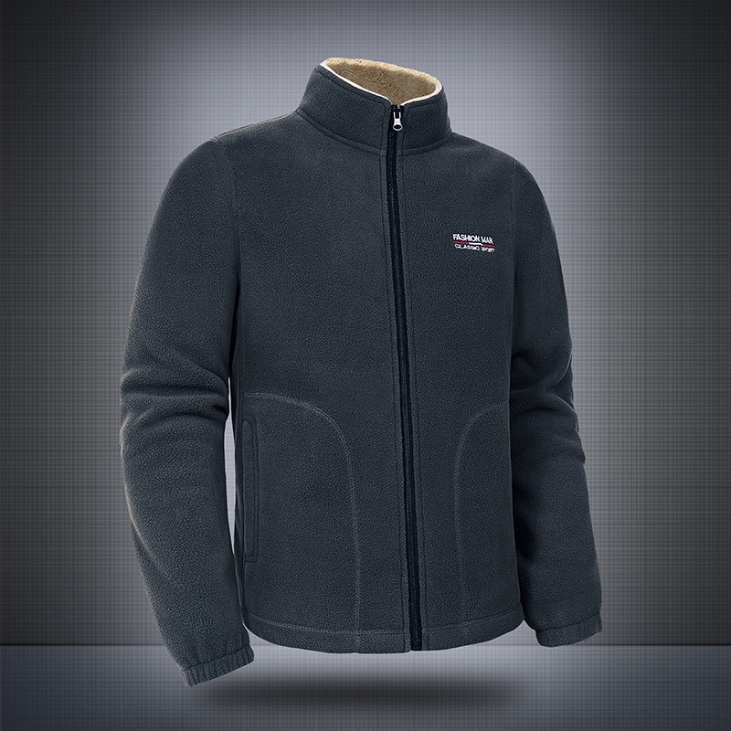 Pria    Ukuran Besar  Berri Kerah Mantel Pria Pemuda Kasual Warna Solid Wol Domba Jaket 5939