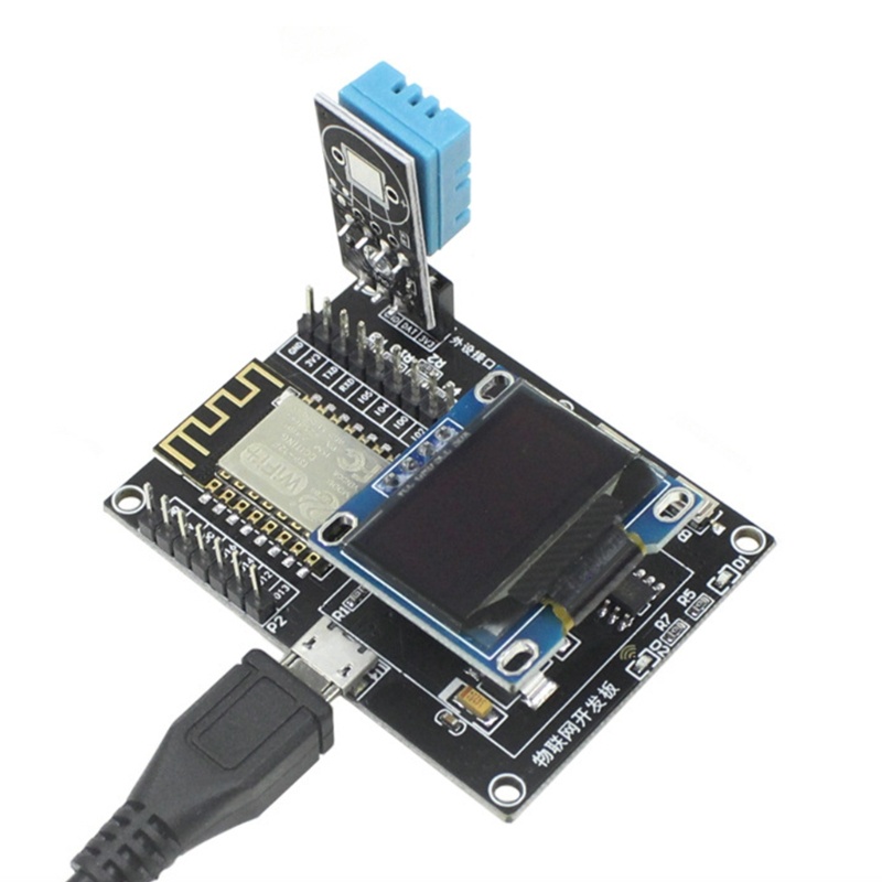 Zzz ESP8266 Papan Pengembangan IoT+Display oled 0.96+DHT11 Temperature Dan Kelembaban Modul Wifi Programming SDK Kecil B