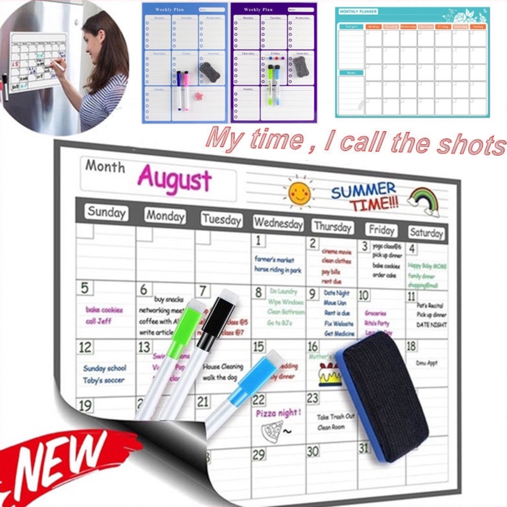 Set Organizer Jadwal Pesan Papan Tulis Magnetik Dry Erase Calendar Monthly Planner Whiteboard Untuk Stiker Kantor Rumah