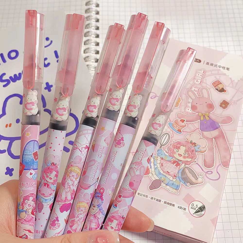 BOSJKT1503 Pulpen Motif Isi 6pcs 0.5MM / Pena Gel Karakter Lucu