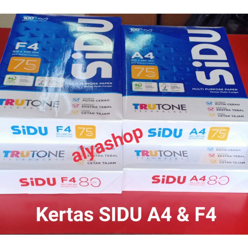 Kertas HVS Putih Sinar Dunia SIDU A4 &amp; F4 (dijual per RIM)