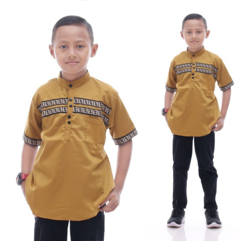 Setelan Kurta Anak Warna Hitam  Laki-laki Bahan Toyobo Tojiro