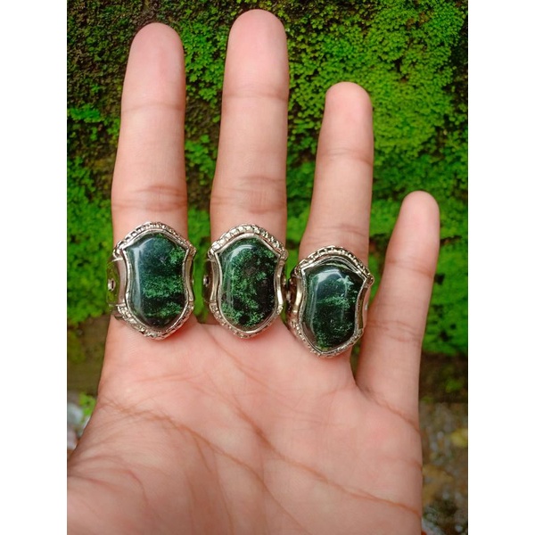 cincin akik batu black Jade terompah asli / cincin akik batu black Jade Aceh model terompah super