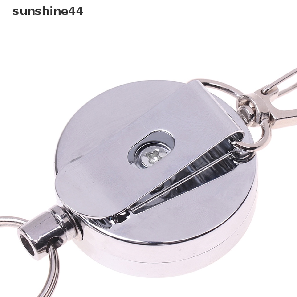 Sunshine Extendable Gantungan Kunci Logam Ring Belt Klip Tarik Keyring Id Badge Holder Clip.