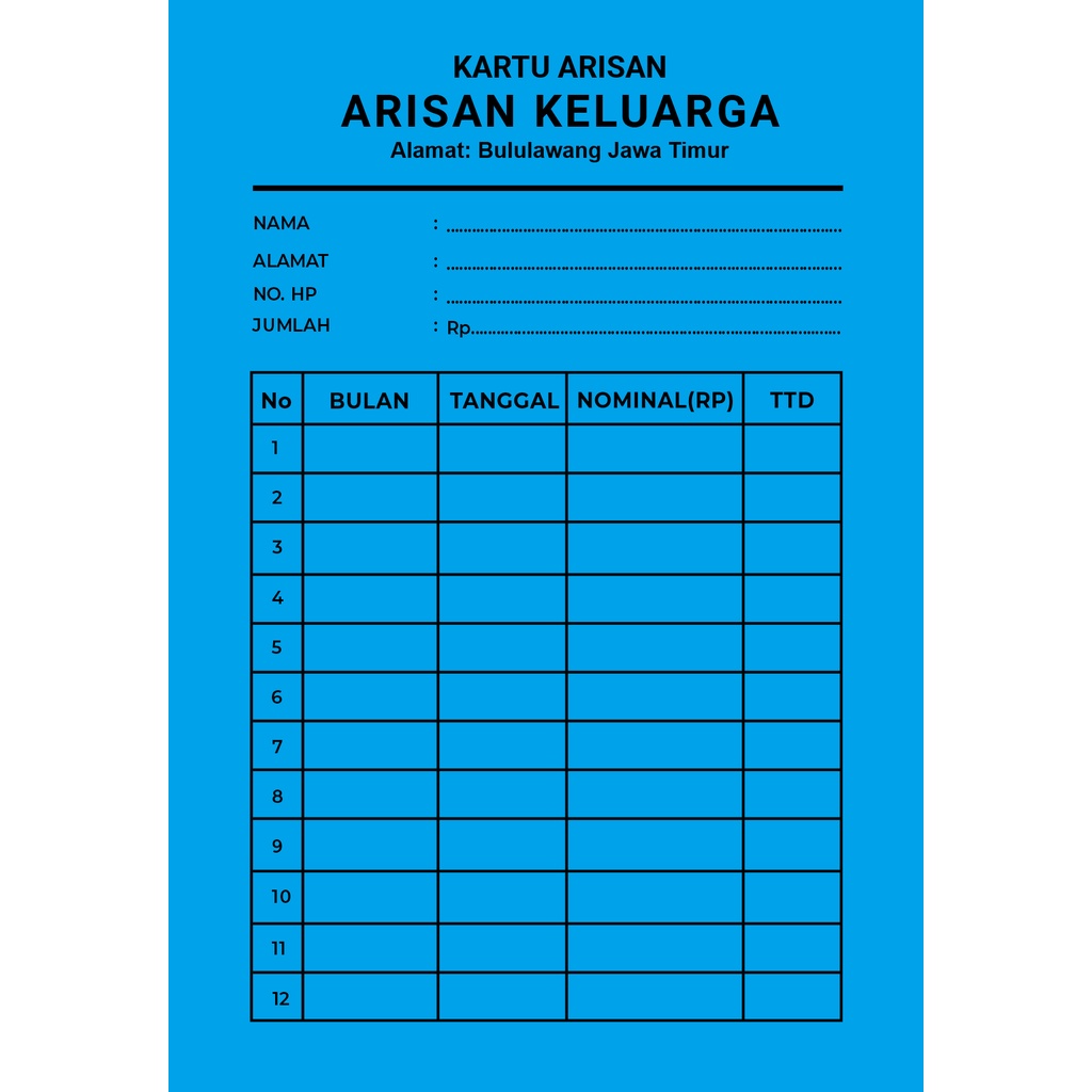 Jual Kartu Arisan Keluarga Bulanan Shopee Indonesia