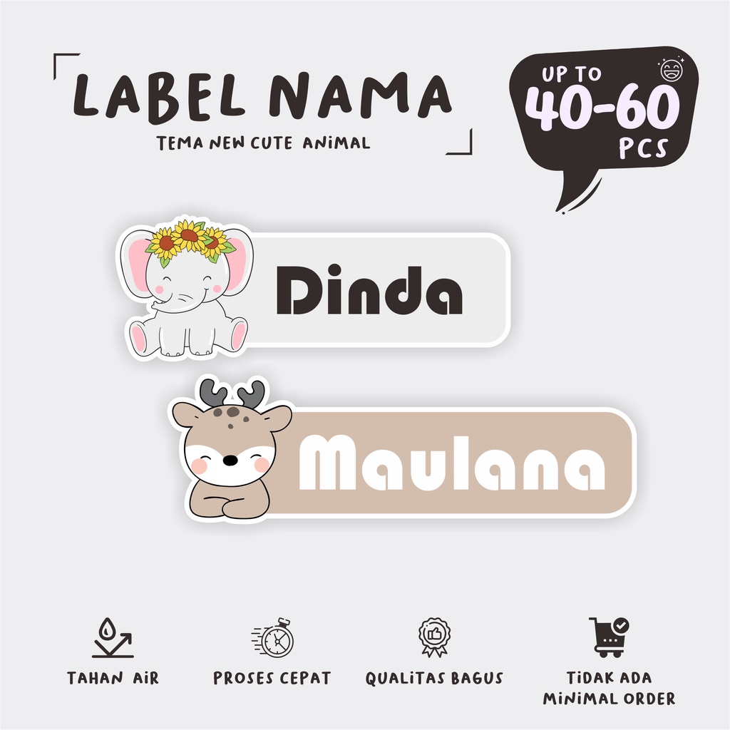 

( 40 - 60 pcs ) murah /CUTE ANIMAL NEW/cetak stiker nama/stiker anti air