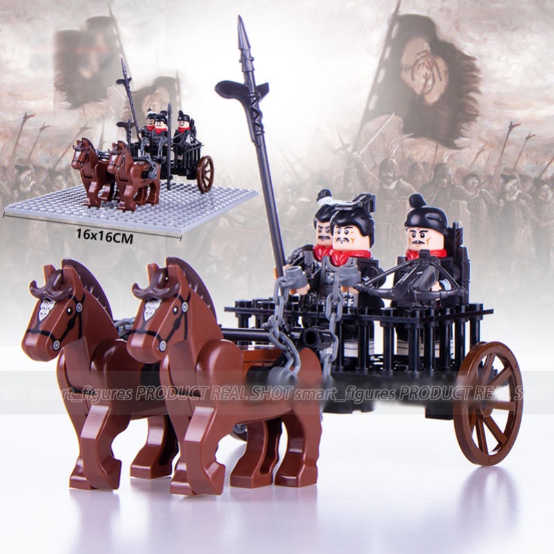 Blok Bangunan Partikel Kecil XP601-602 Qin Tentara Dinasti Terracotta Warriors Chariot Rakitan Mainan Hadiah