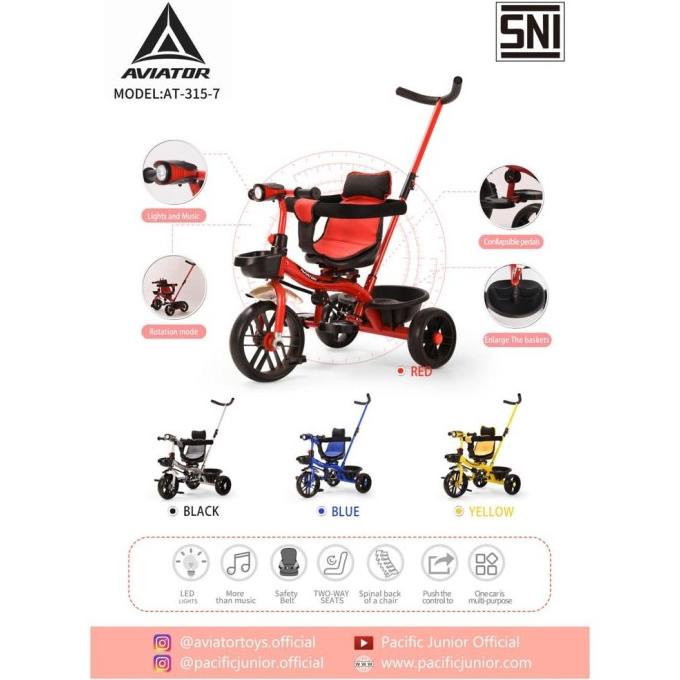 SEPEDA ANAK RODA TIGA STOLLER BAYI AVIATOR AT-315-7 TEMPAT DUDUK BISA GRRT646546Y