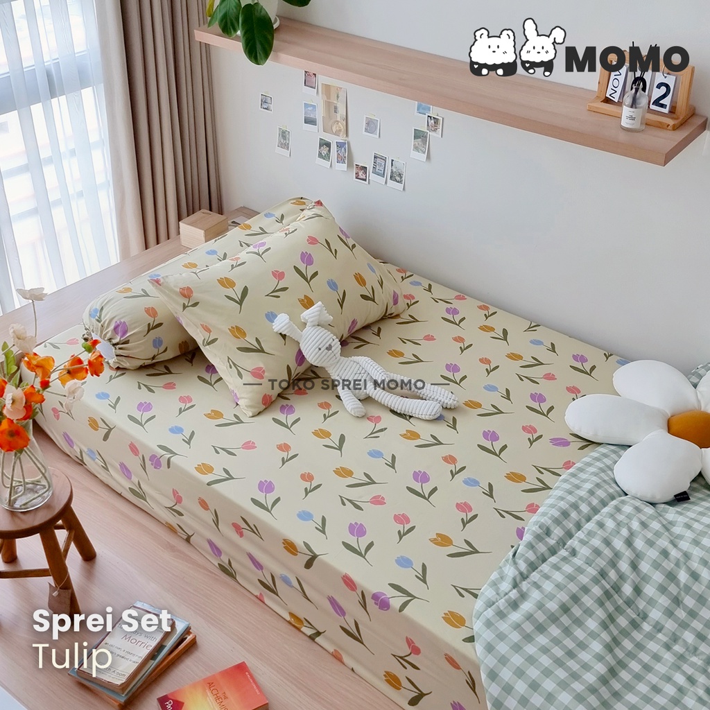 Sprei Set Motif Bunga MOMO - Ukuran 90, 100 dan 120 x 200