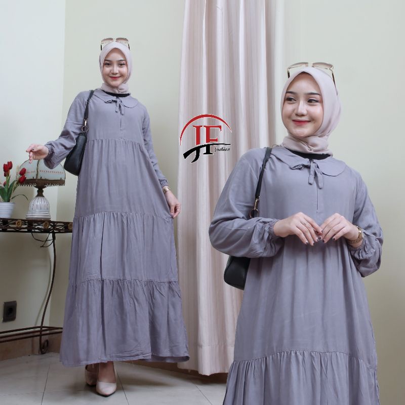 GAMIS NOORA JUMBO RAYON SUPER POLOS REMPEL SUSUN WANITA REMAJA POLOS