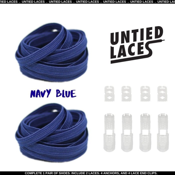 Fer Untiedlaces - Navy Blue - Tali Sepatu Elastis / Elastic Shoelaces