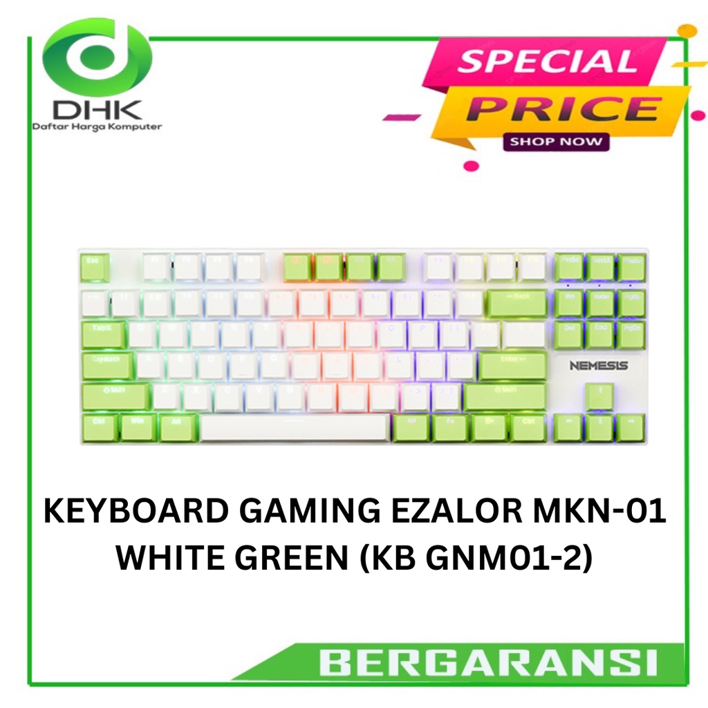 KEYBOARD GAMING EZALOR MKN-01 WHITE GREEN (KB GNM01-2)