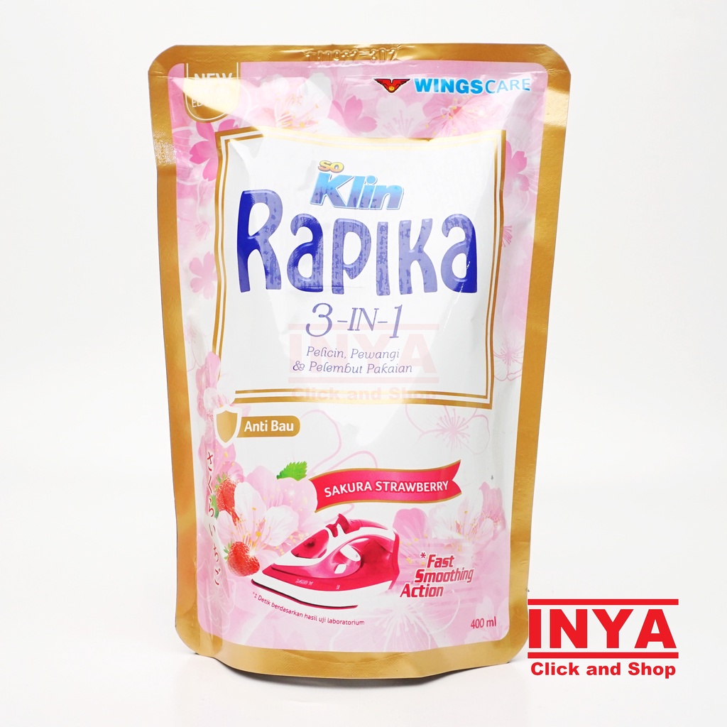 RAPIKA SOKLIN 3in1 ANTI BAU SAKURA STRAWBERRY 400ml REFILL - Pelicin Pakaian