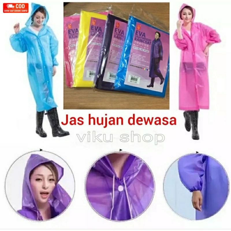 Jas Hujan EVA Poncho Plastik Terusan Polos Ponco