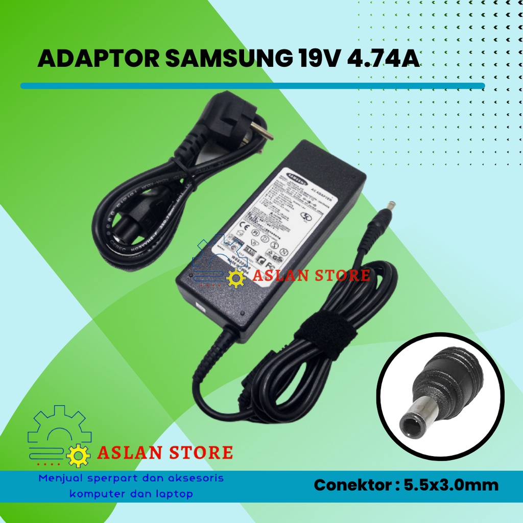 Adaptor Charger Casan laptop Samsung 19V 4.74A Jarum pin central SAMSUNG AD-9019S SADP-90FH B untuk R510 R610 R700