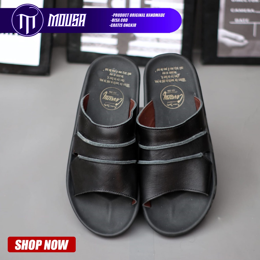 Sandal Slide Pria Kulit Asli Original Mousa Ibra