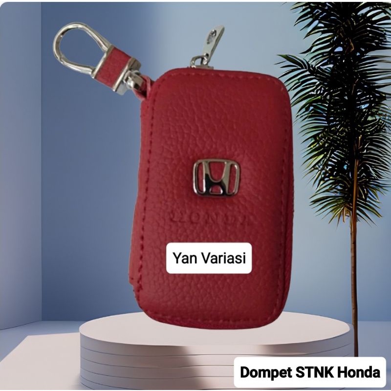 Dompet STNK Gantungan Kunci Logo Honda Warna Merah Plus Karet
