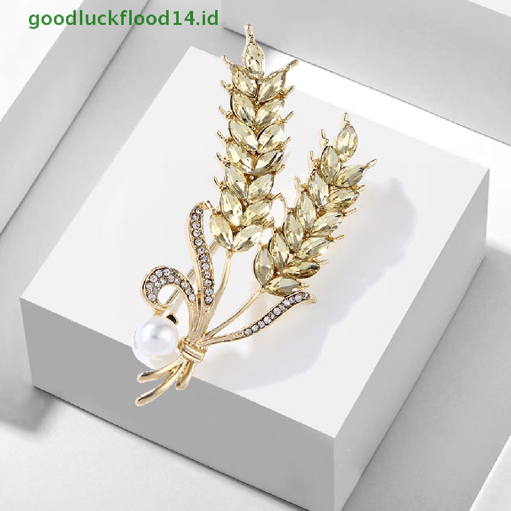 [GOOGFOUR] Golden Ear Of Wheat Bros Wanita Halus Berlian Imitasi Gandum Telinga Bros Kerah Pin Jas Bros Perhiasan [TOP]