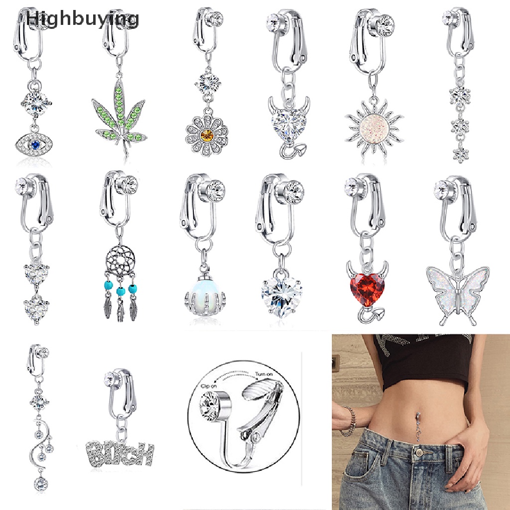 Hbid 1Pc Cincin Pusar Perut Palsu Clip On Belly Non Pusar Ring Glory