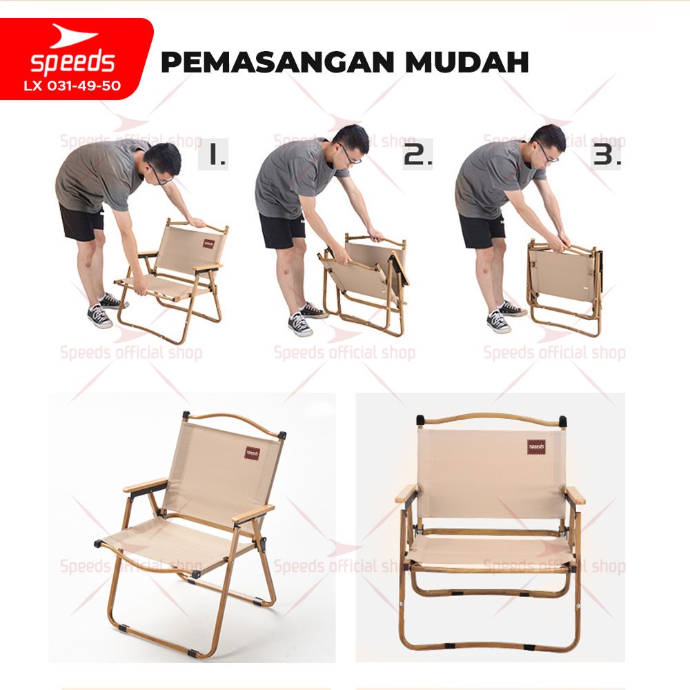 SPEEDS Kursi Lipat Camping Foldable Chair Mancing Aksesoris Tenda Piknik Rekreasi Outdoor 031-49