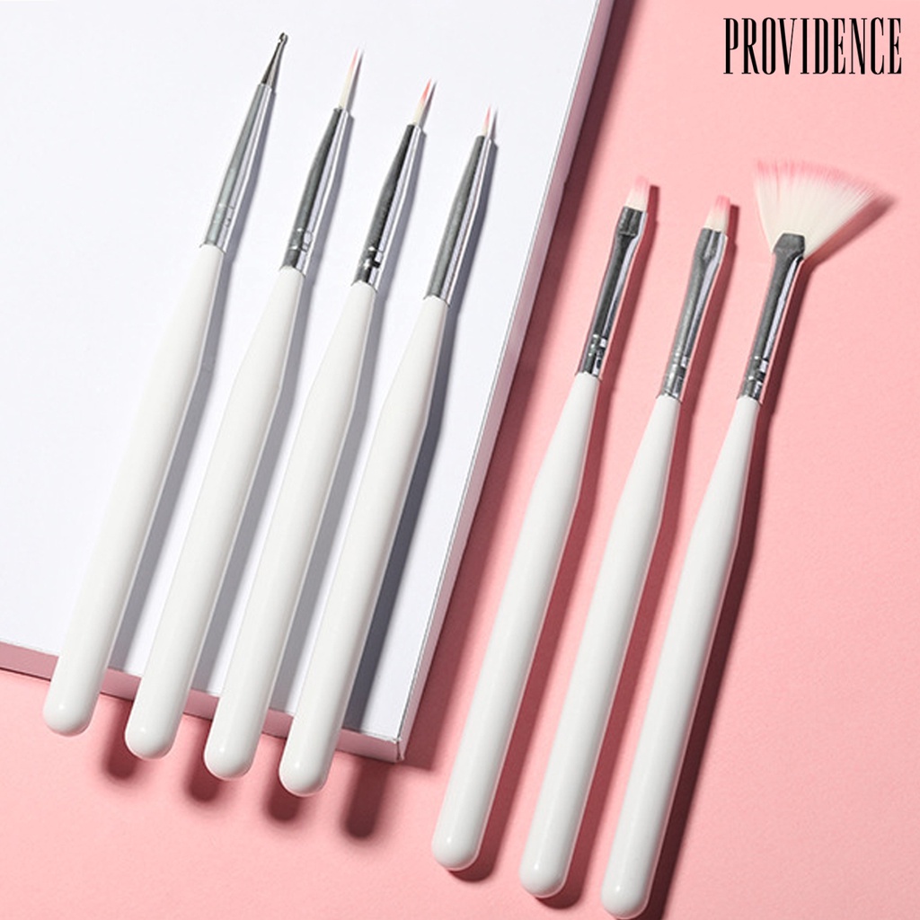 Providence 7Pcs Pena Gambar Kuku Ketekunan Tinggi Tidak Menggeser Bulu Lembut DIY Multi Gaya Terukir Garis Tarik Noda Dotting Kuku Pena Kuku Salon Pasokan