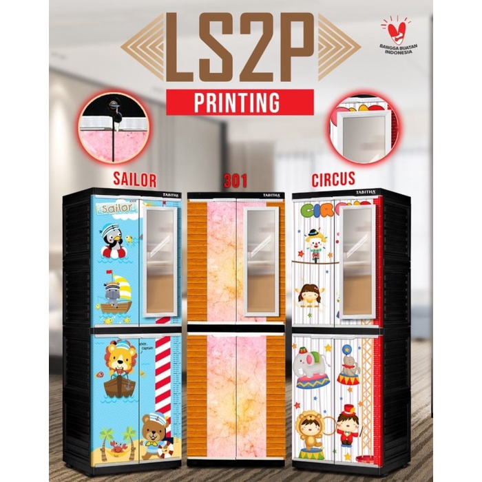Lemari Lemari Tabitha 4 Susun Ls2P Printing Motif Karakter Lemari Anak