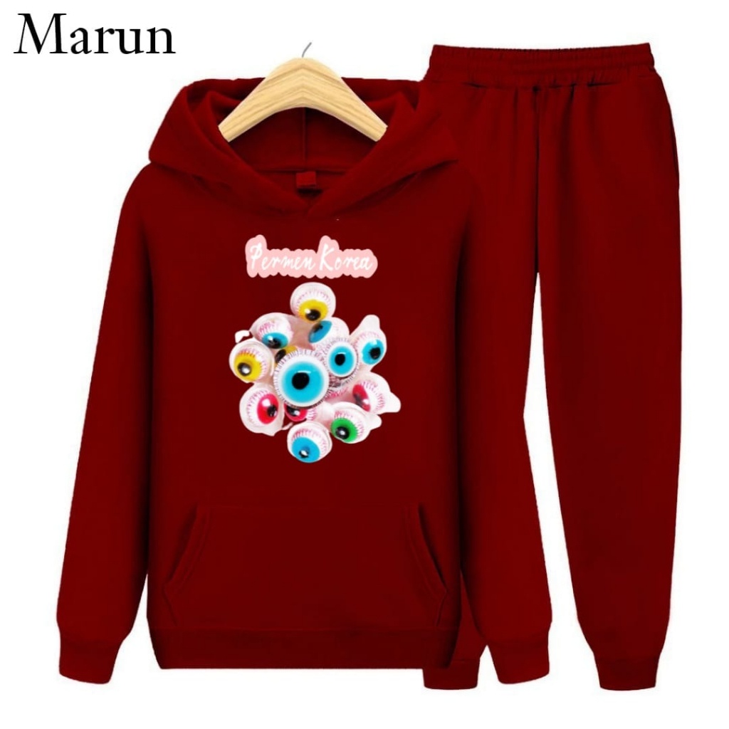 Hzl_outfit Sweater Setelan Hoodie Anak Permen Korea/Sweater Setelan Anak Hoodie S.M.XL