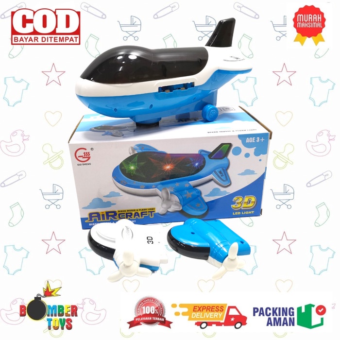 MAINAN ANAK PESAWAT AIR CRAFT DISCO MUSIC LUCU 3D LAMPU MUSIK DISCO