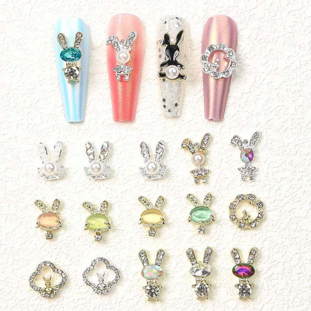 Mxbeauty Rabbits Nail Rhinestones Cute Nail Charms Alloy Rabbits Korea 3D Nail Art Drills