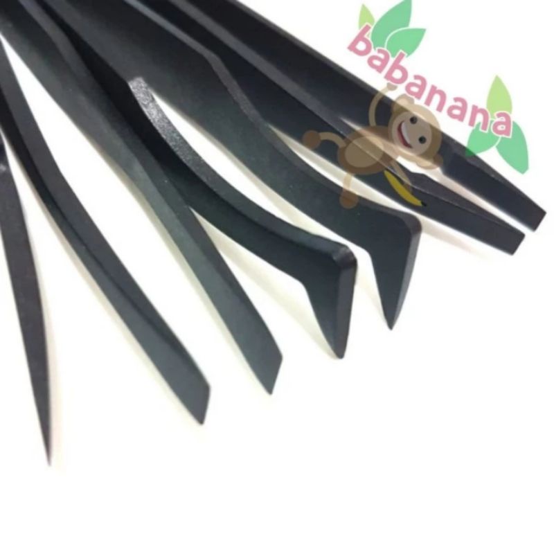 Tweezer 6pcs pinset black fiber penjepit multifungsi