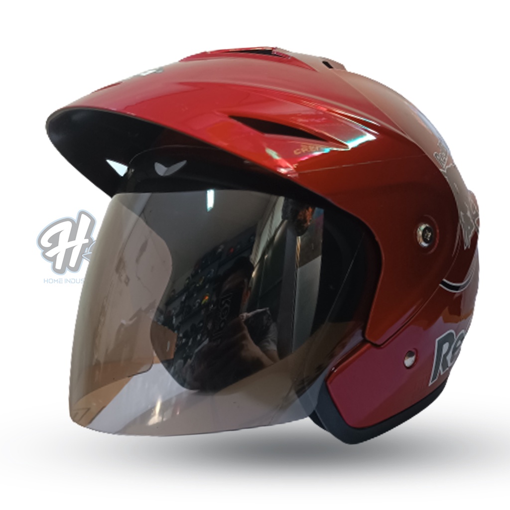 Helm Half Face JP 5 Red Bull / Helm Dewasa Untuk Pria Dan Wanita Dewasa COD